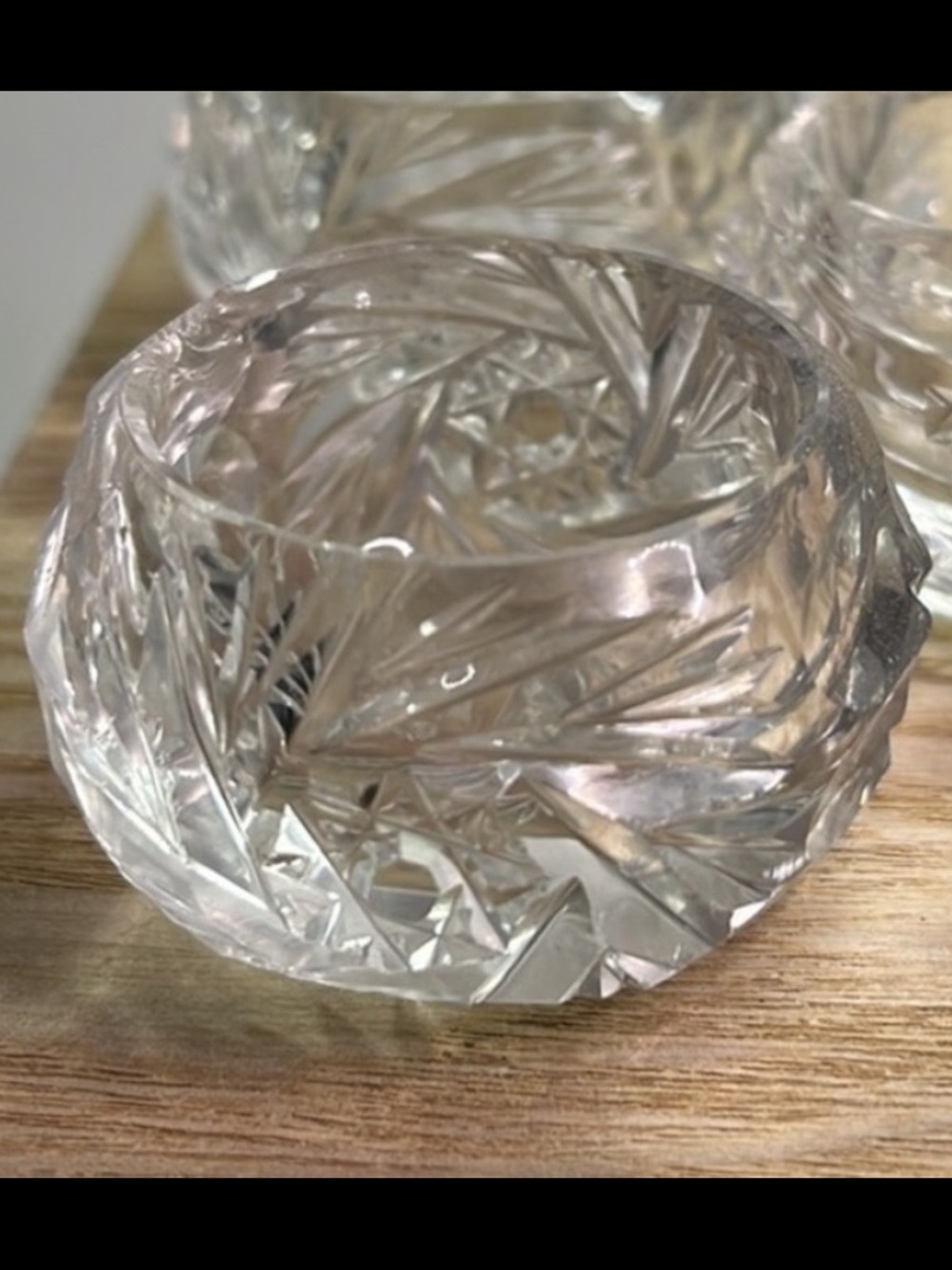 Antique Style Pressed Glass Open Salt Cellar Dip Bowl Hobstar Pattern